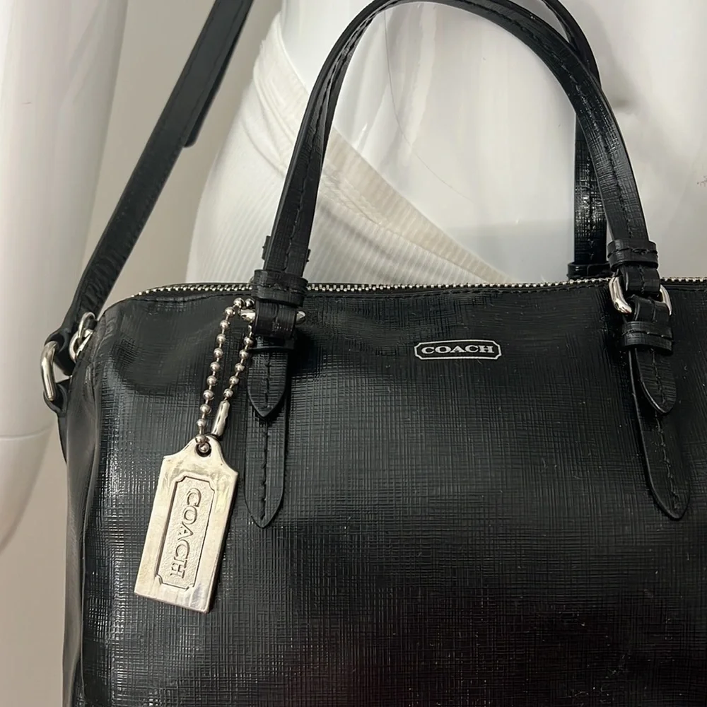 Coach Peyton Bennett Patent Crosshatch Leather Mini Shoulder Crossbody Bag